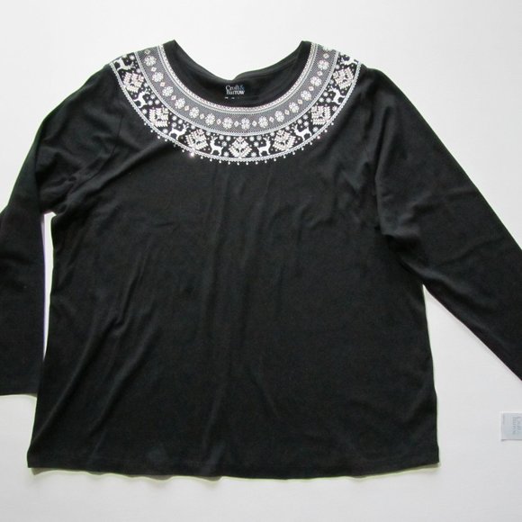 NWT Croft & Barrow The Classic Tee Women’s Winter Theme Embellished knit top 2X - Picture 6 of 10